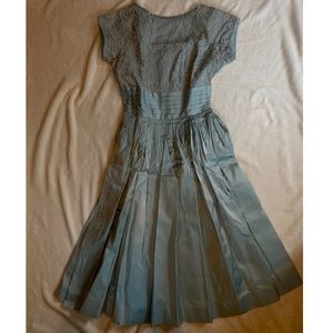Beautiful 1950s Lace Detail Baby Blue Sears Roebuck Dress